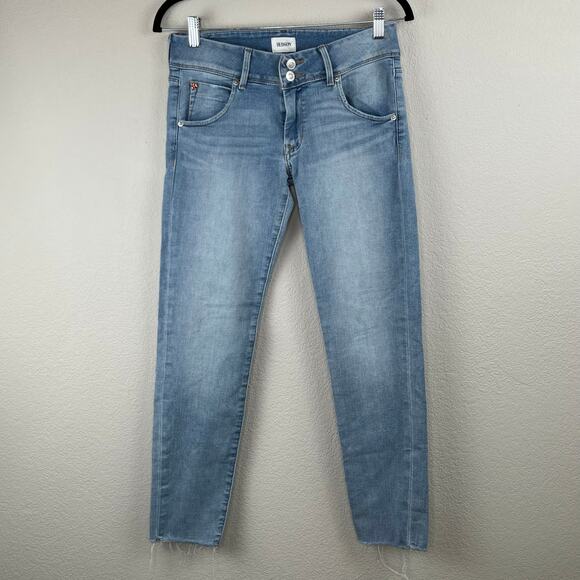 Hudson Blue Low Rise Denim Collin Light Washed Raw Hem Skinny Ankle Jeans 26 - Picture 13 of 14